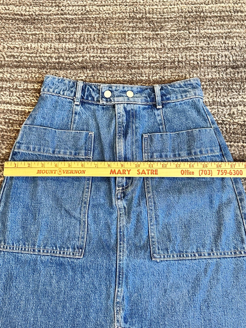 GAP Denim A-line Midi Skirt Size 0 Utility Pocket High Waist Medium Blue Wash - Picture 12 of 15